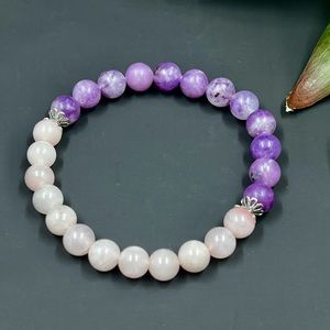 Rose Quartz and Lepidolite Stretch Stone Bead Bracelet